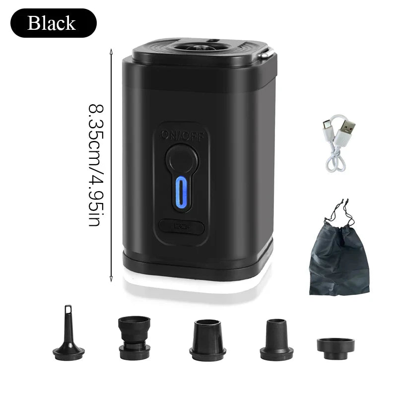 USB-C Mini Air Pump with 5 Nozzles – 200 L/min Flow Rate