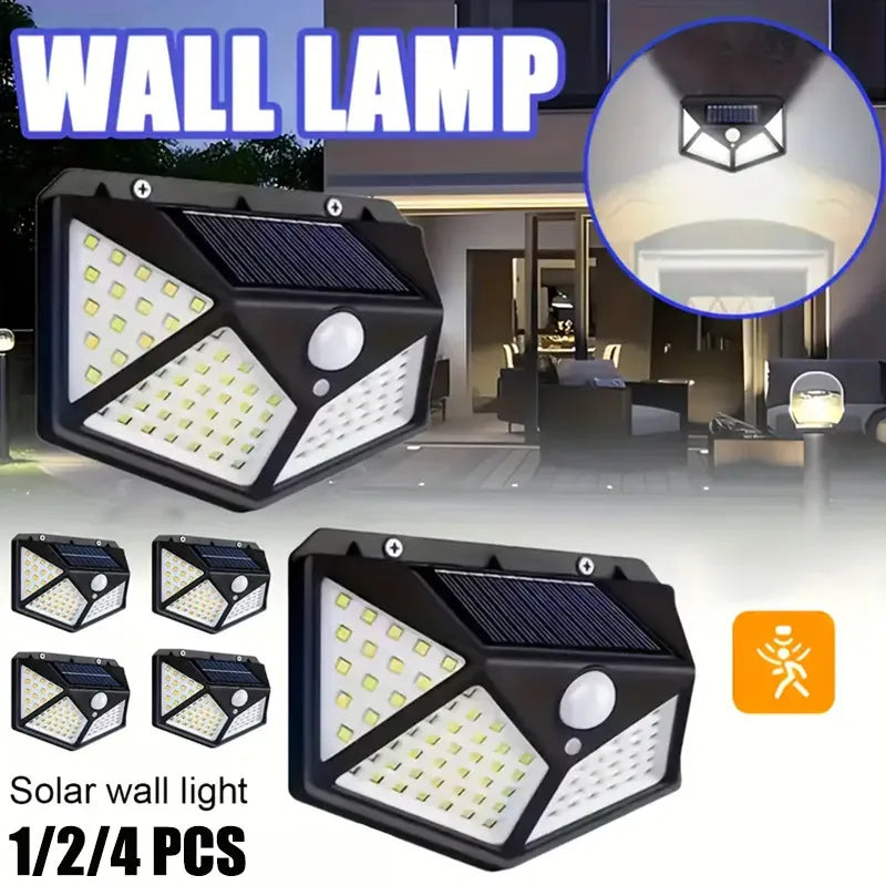 Outdoor Solar Wall Light with 100 LEDs and Motion Sensor