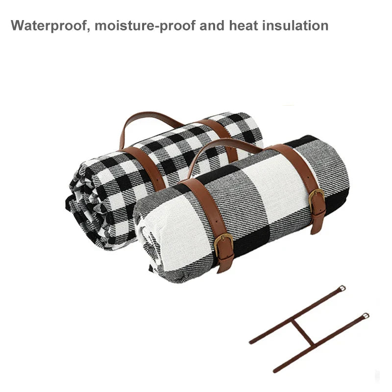 Waterproof Picnic Blanket with Leather Carry Strap