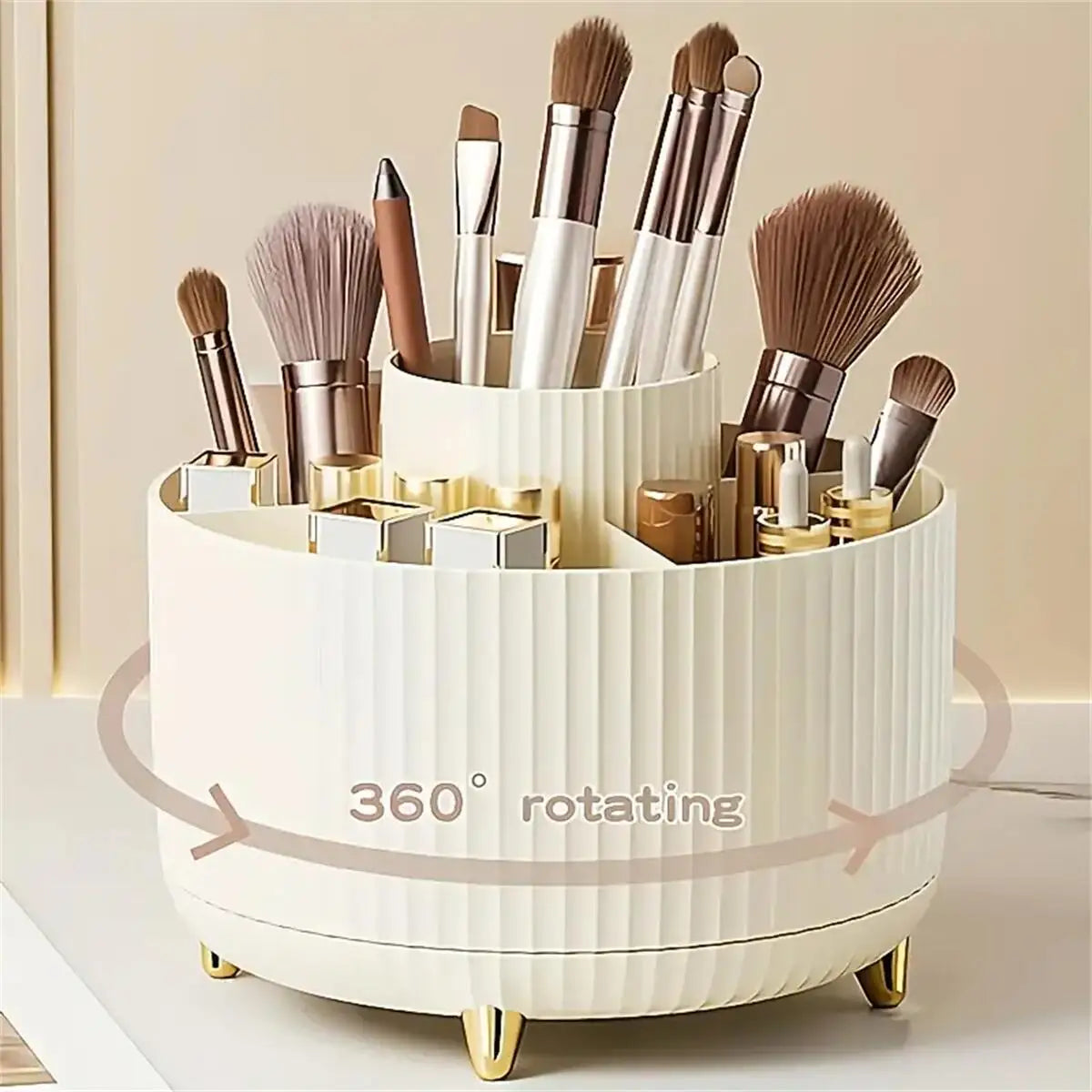 Rotating Makeup Organizer with 5 Compartments - 360° Design