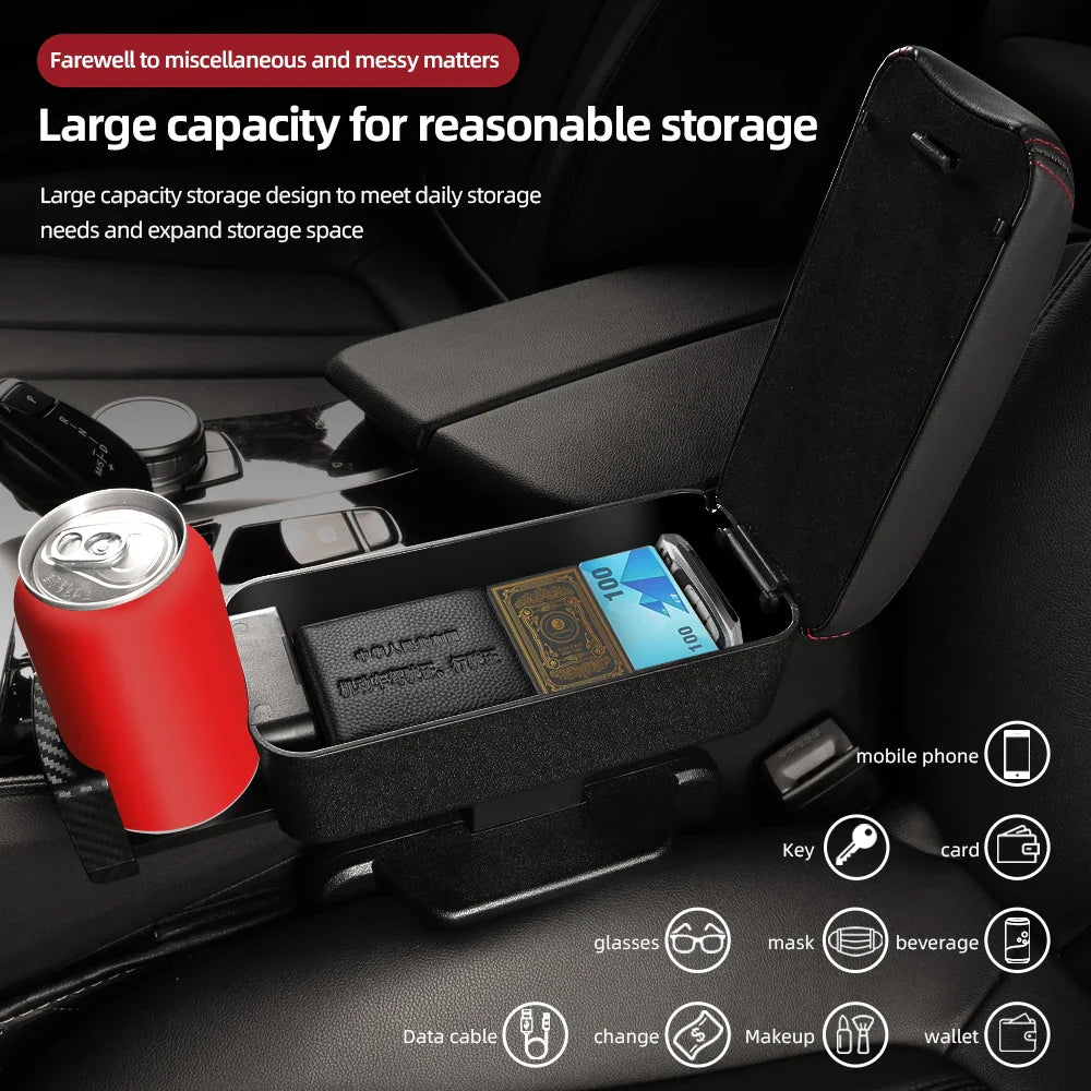 Car Armrest Organizer with Cup Holder