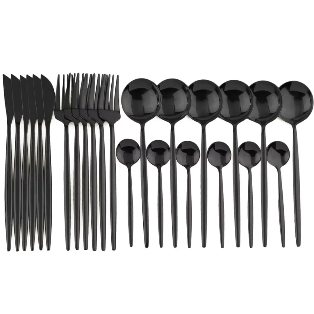 Matte Black Tableware Set - Elegant Organization for Every Dinner