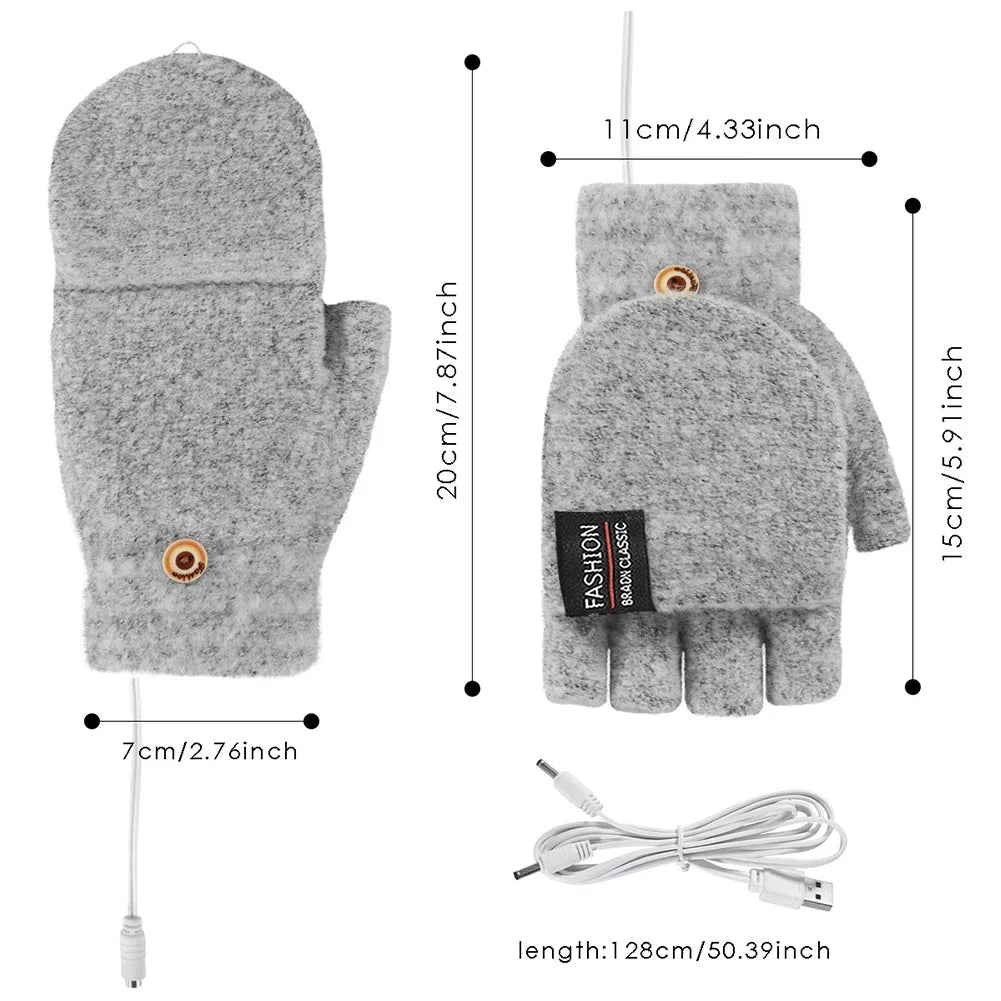 USB Rechargeable Heated Gloves with Three Heat Levels