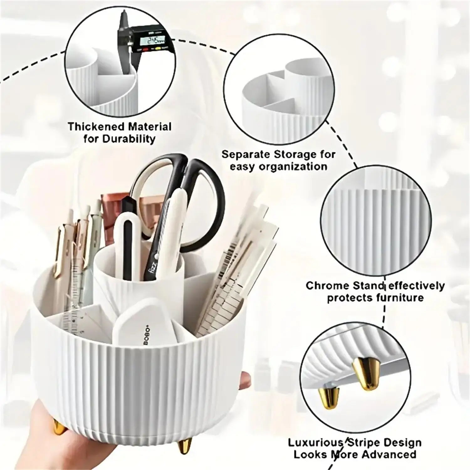 Rotating Makeup Organizer with 5 Compartments - 360° Design