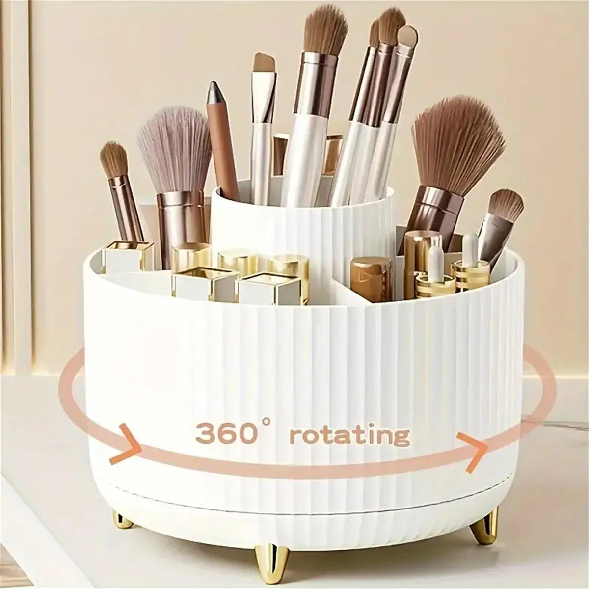 Rotating Makeup Organizer with 5 Compartments - 360° Design