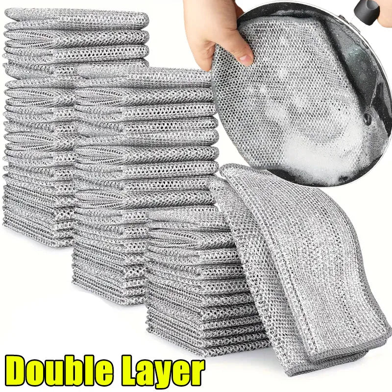 Double-Sided Metal Scrubbing Cloth for Kitchen Use