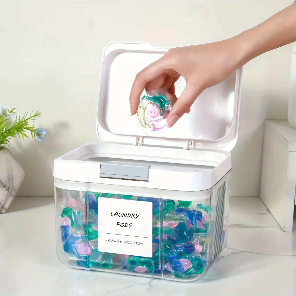 Detergent Pod Storage Container with Lid