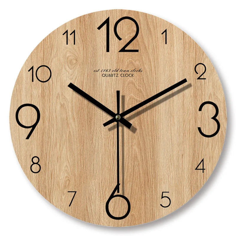 Wood Grain Wall Clock with Elegant Timber Finish