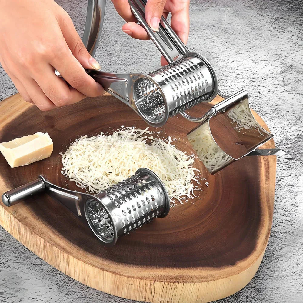Stainless Steel Cheese Grater with Rotating Mechanism