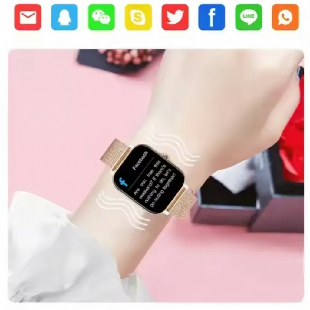 Stylish Women's Smartwatch – Complete Health Monitoring & Extended Battery