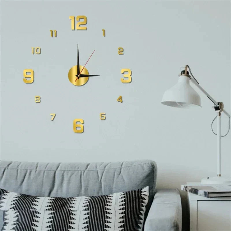 3D Wall Clock with Modern Frameless Design - DIY Luminous Decor