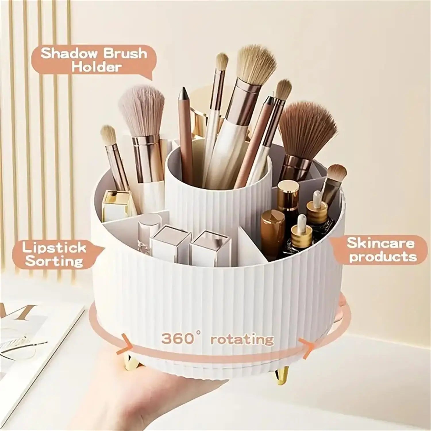 Rotating Makeup Organizer with 5 Compartments - 360° Design