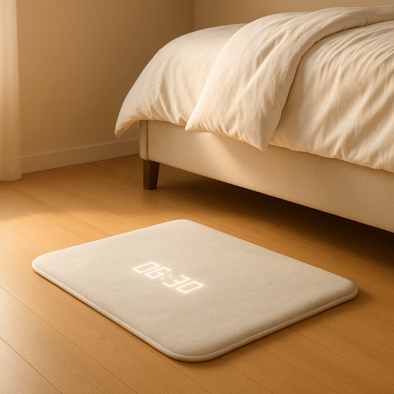 Smart Alarm Clock Rug with Pressure Sensor for Deep Sleepers