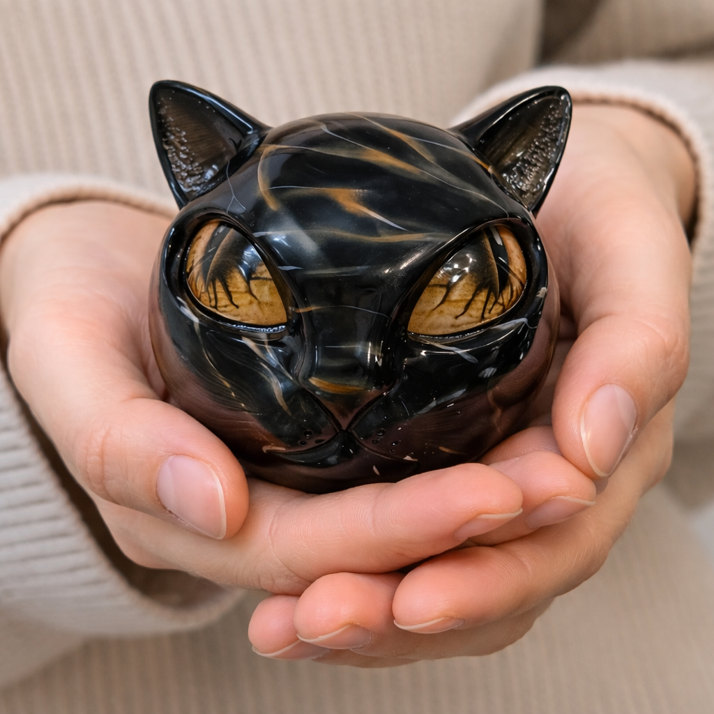 Mystical Black Cat Sculpture by NyxCharm
