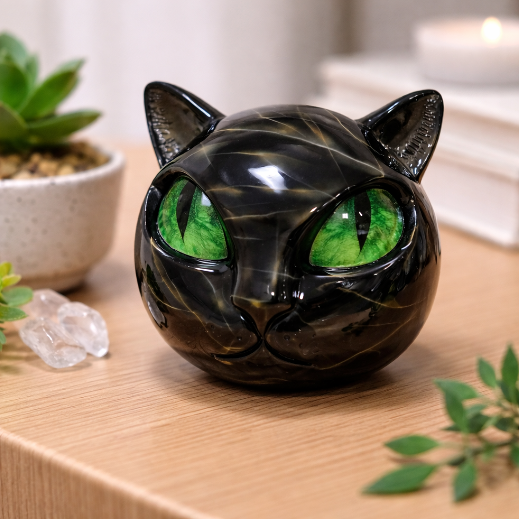 Mystical Black Cat Sculpture by NyxCharm