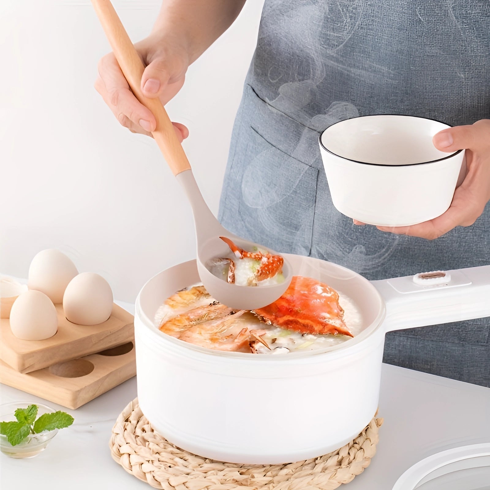 Twelve-Piece Silicone Kitchen Utensil Set with Bamboo Grips