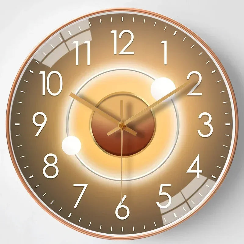 Gradient Gold Digital Design Silent Wall Clock