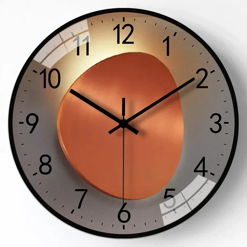 Gradient Gold Digital Design Silent Wall Clock