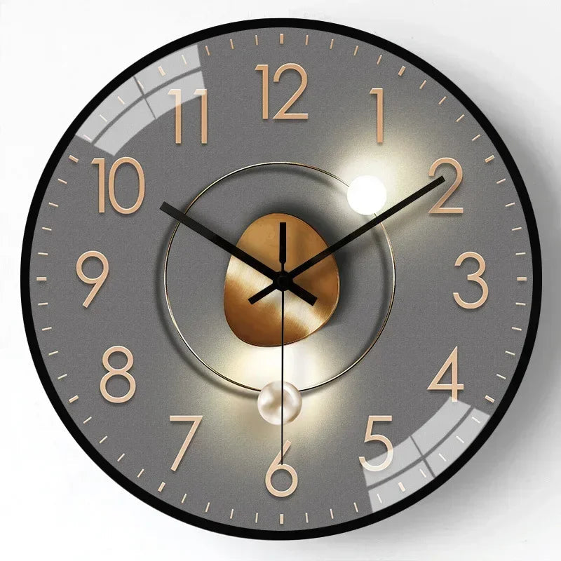 Gradient Gold Digital Design Silent Wall Clock