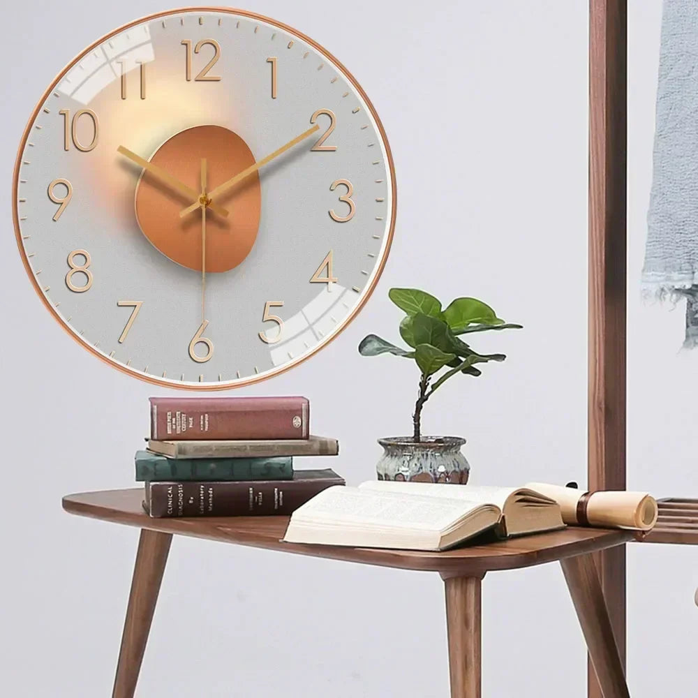 Gradient Gold Digital Design Silent Wall Clock