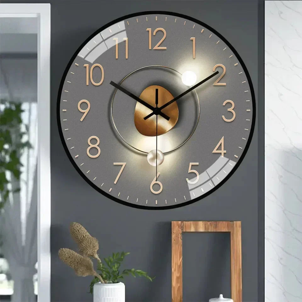Gradient Gold Digital Design Silent Wall Clock