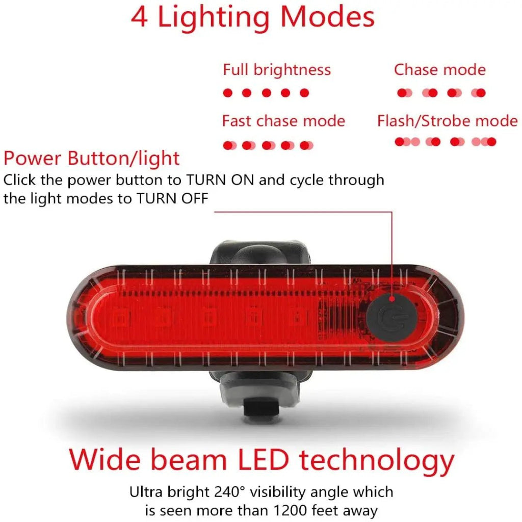 USB Rechargeable Bicycle Rear Light for Enhanced Visibility