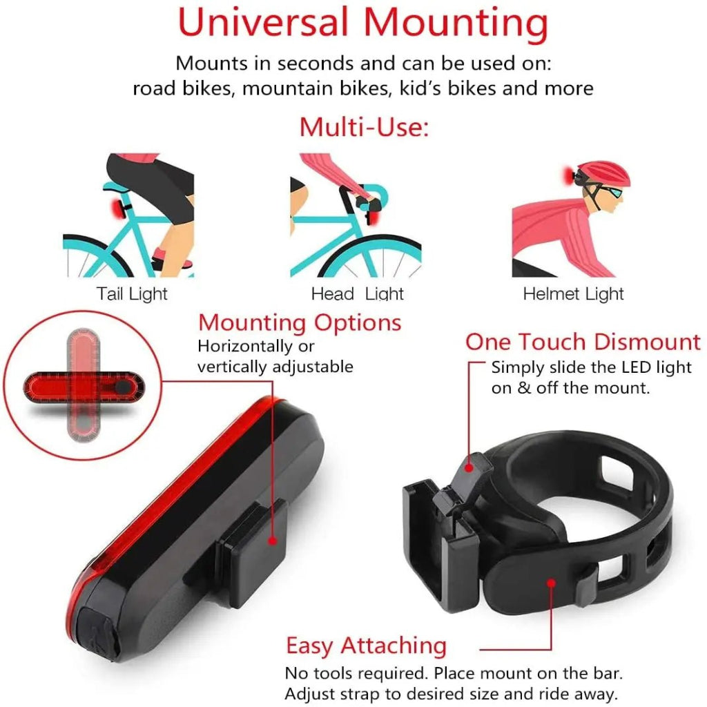 USB Rechargeable Bicycle Rear Light for Enhanced Visibility