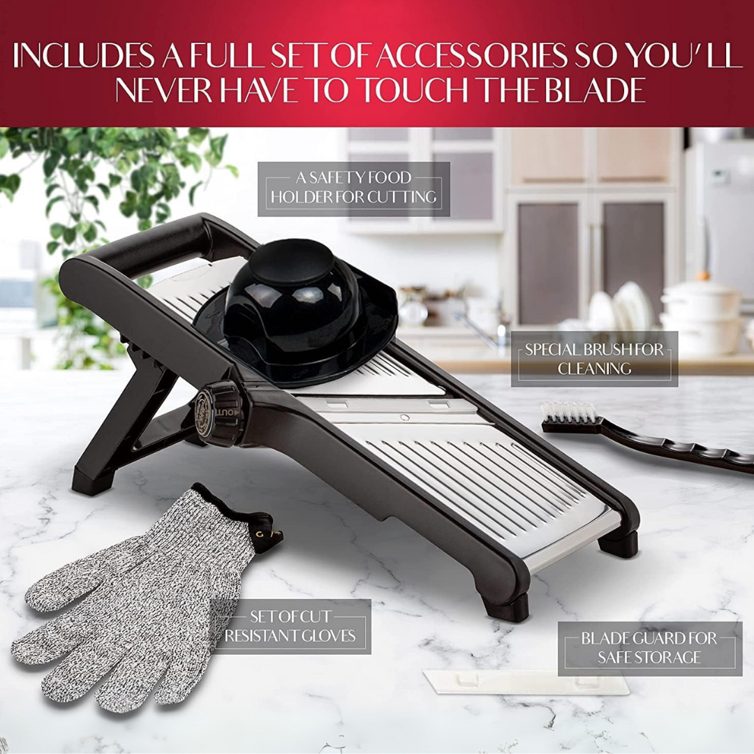 Precision Food Slicer with Safety Gloves – Safe Kitchen Tool for Meal Prep