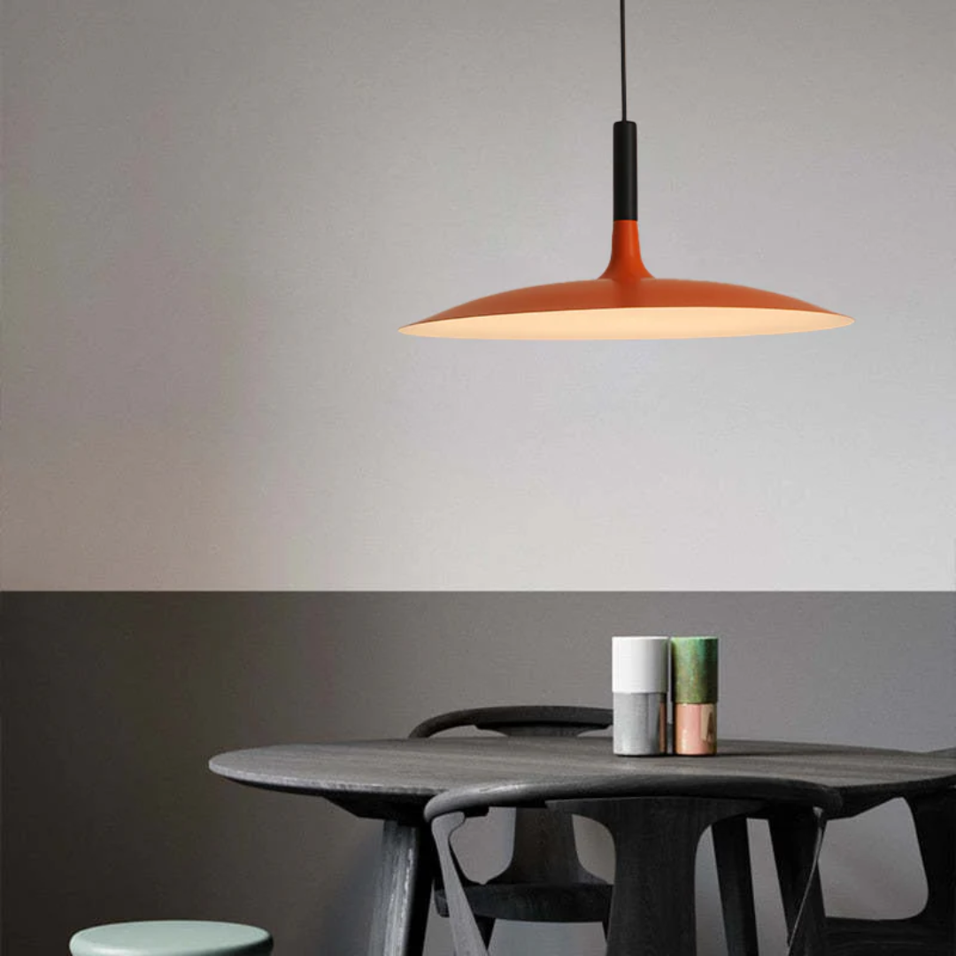 Contemporary White Metal Hanging Lamp – LED, Height Adjustable