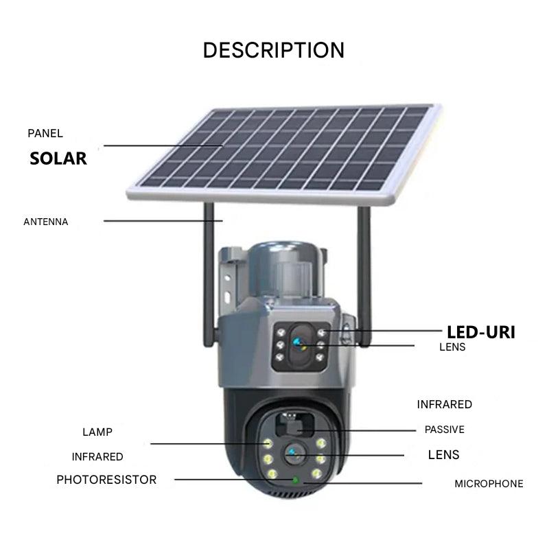 4K Wireless Solar Security Camera with Dual Lens and Night Vision