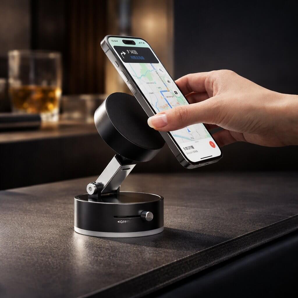 Car Phone Mount with Suction Base | Magnetic Hold | Flexible, Rotatable and Foldable | Magnevo