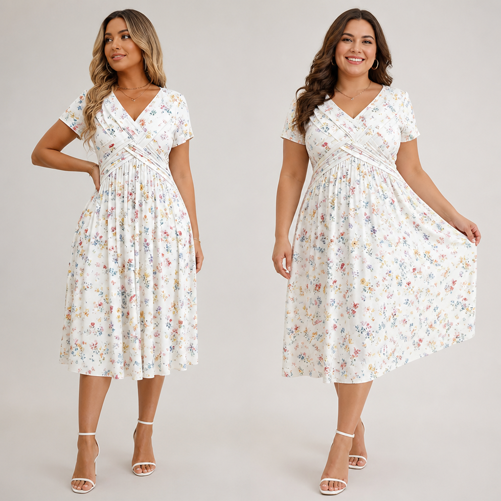 VivaLuxe™ Floral Twist Dress — Sculpt Your Curves and Radiate Confidence All Day Long