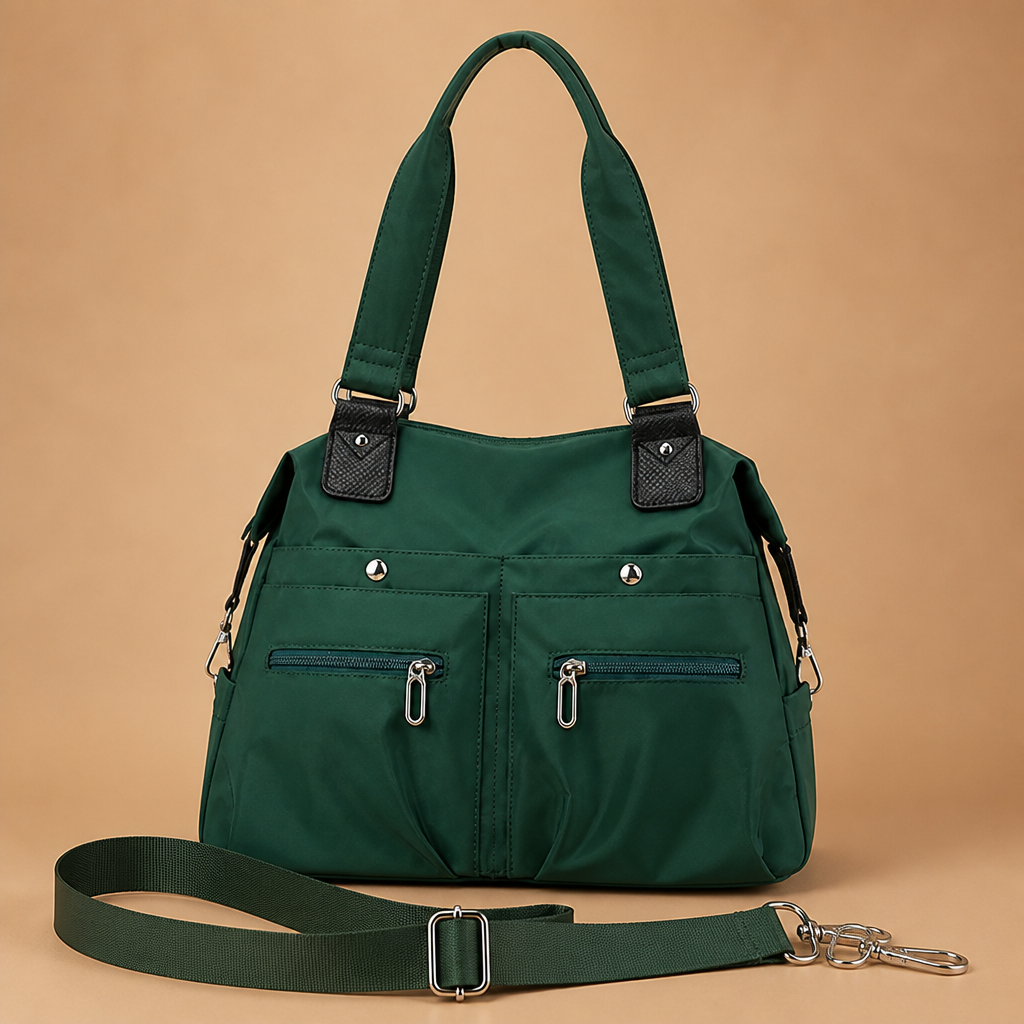 VeroStride™ – Soft Nylon Shoulder Bag with Detachable Crossbody Strap