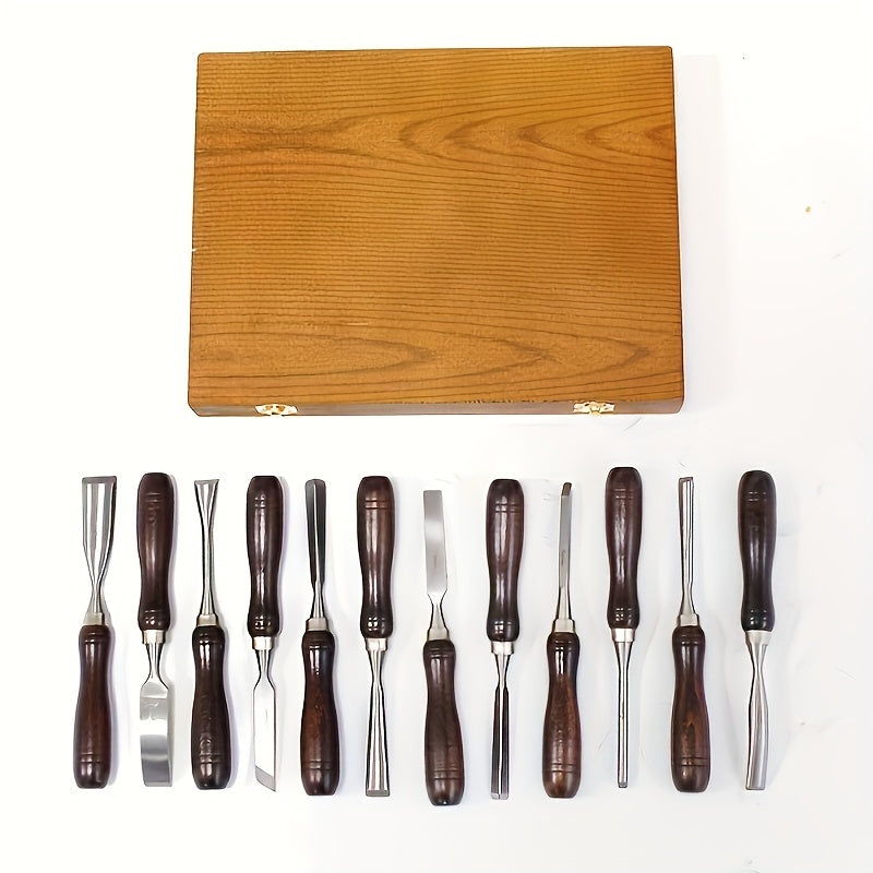 Wood Carving Tool Set – 12-Piece Precision Kit with Wooden Case