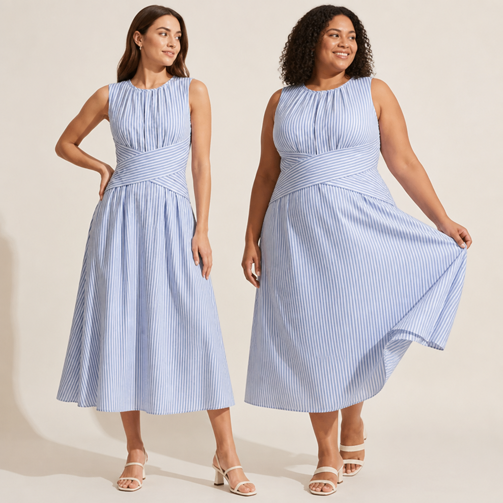 AzureLuxe™ Wrap Waist Midi Dress — Turn Heads with Effortless Cool Confidence