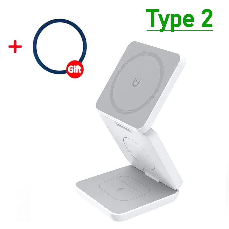 3-in-1 Wireless Charger with Magnetic Design for iPhone, AirPods, Apple Watch