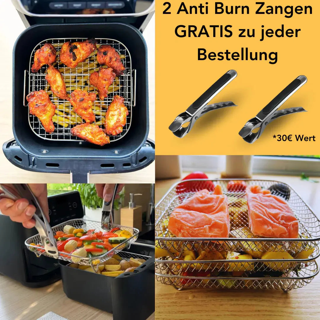 SizzleNest™ Multi-Layer Air Fryer Baskets — Double Your Cooking Power and Enjoy Flawless, Stress-Free Meals Every Time