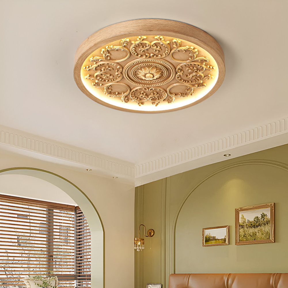 Ceiling lamp with embossed floral design – Remote dimmable control