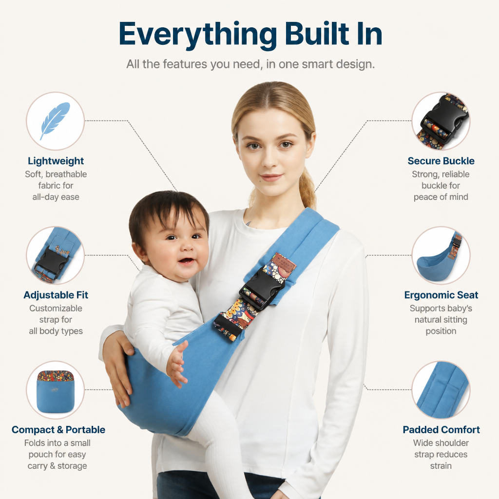 GlideNest™ BabySling — Feel the Joy of Hands-Free, Hug-Like Comfort Every Step of the Way