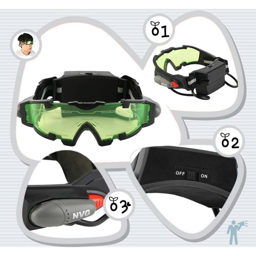 Night Vision Goggles with Adjustable Fit and Flip-Out Lights