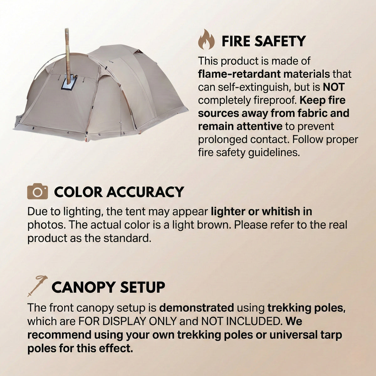 Family Camping Tent for All Seasons with Stove Flue Opening