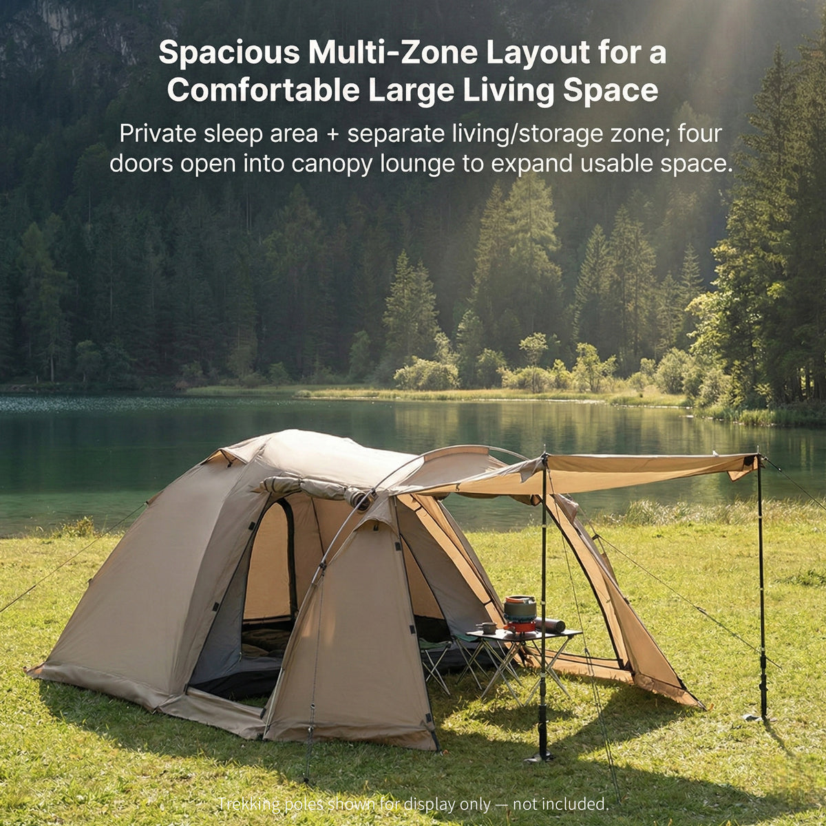 Family Camping Tent for All Seasons with Stove Flue Opening