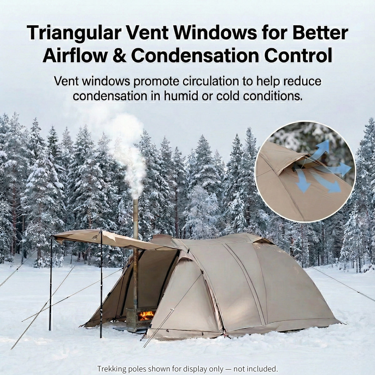Family Camping Tent for All Seasons with Stove Flue Opening