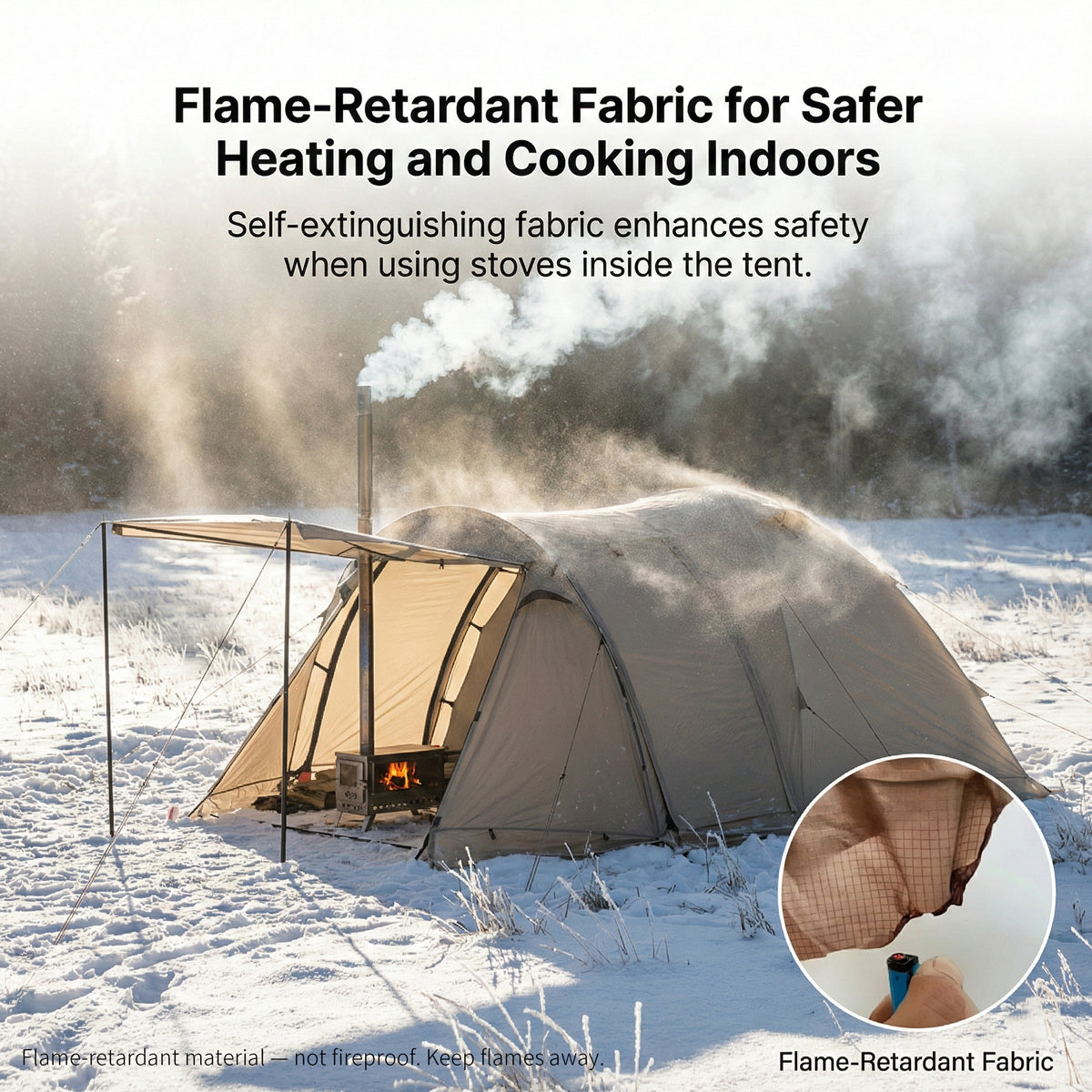 Family Camping Tent for All Seasons with Stove Flue Opening