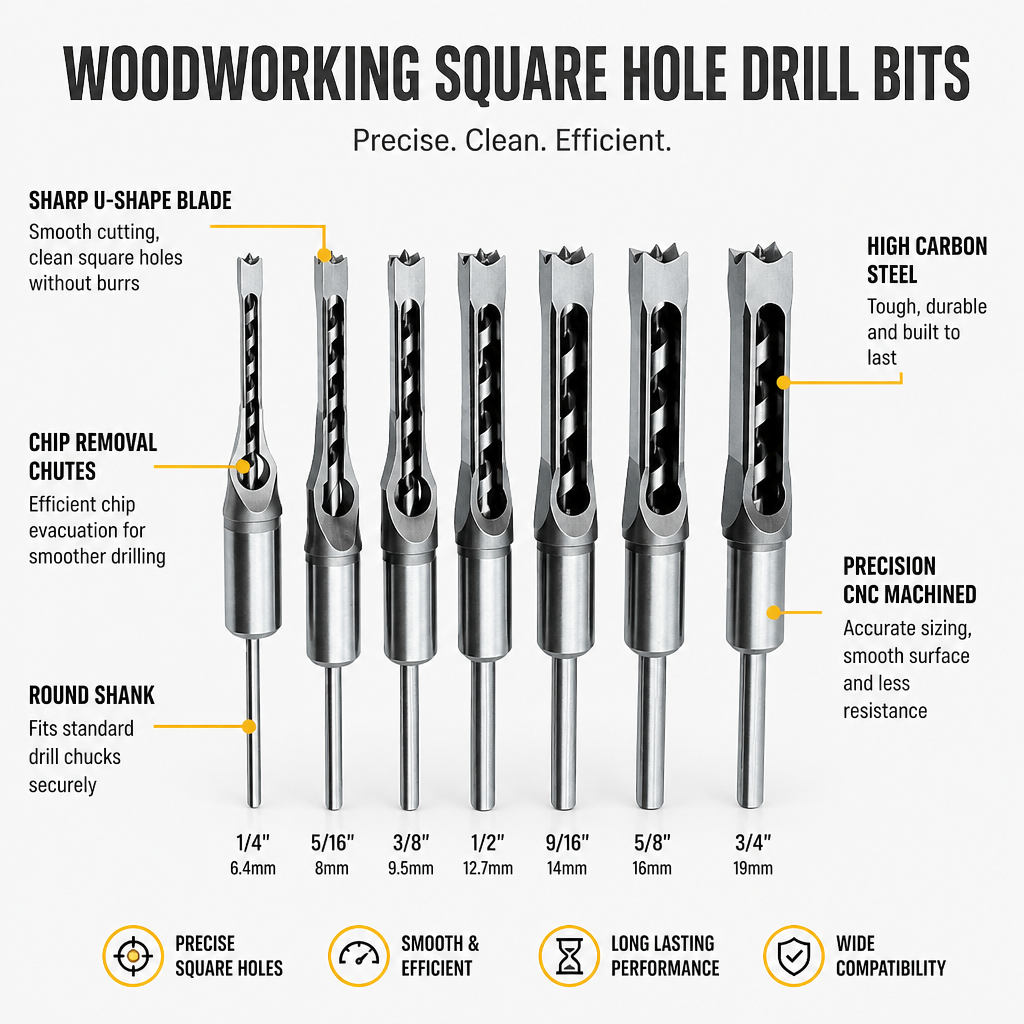 VeroEdge™ Square Hole Drill Bits — Effortless Precision for Flawless, Proud Craftsmanship
