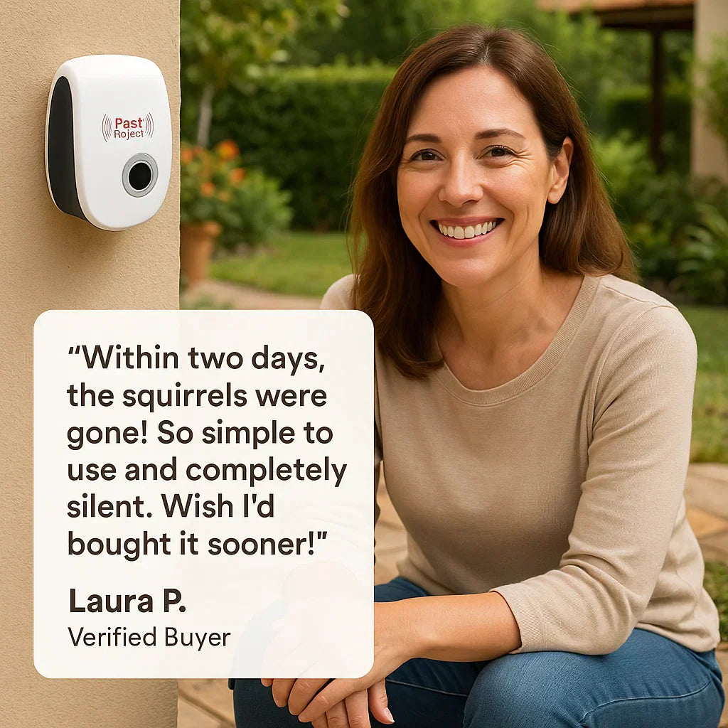 Ultrasonic Squirrel Repellent for Gardens and Yards - 48 Hour Effect