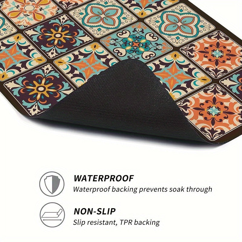 Retro Mosaic Washing Machine Cover Mat