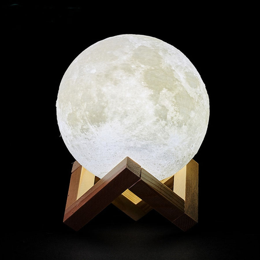 Moon Light with Wooden Base – 16 Shades & Adjustable Brightness