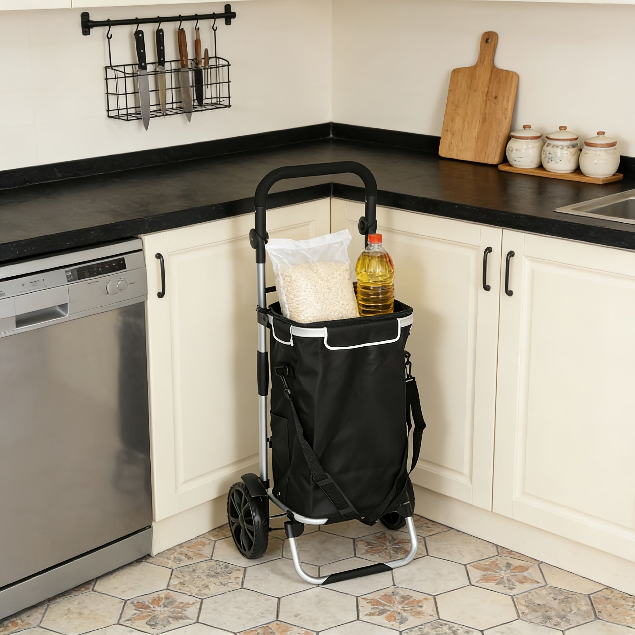 Collapsible 3-in-1 Shopping Cart with Cooler Compartment