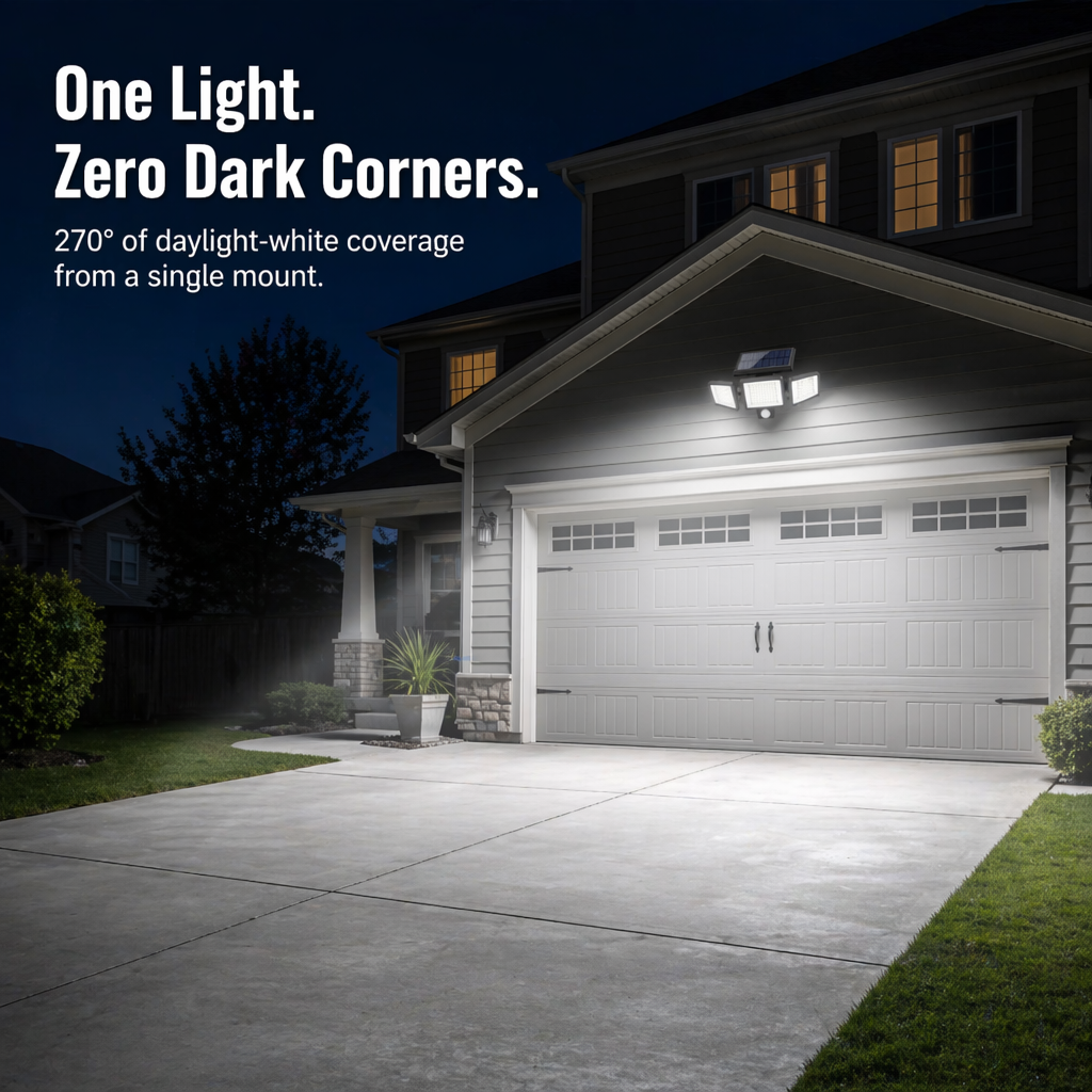 LumaRay™ — Flood Every Dark Corner With 270° of Motion-Sensing Solar Light